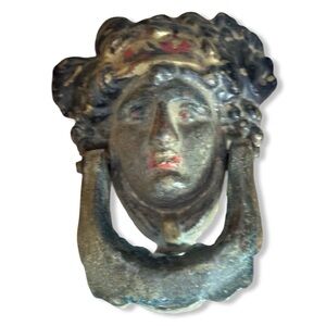 Antique Door knocker Greek Goddess Female Head Cast Iron Circa 1900’s